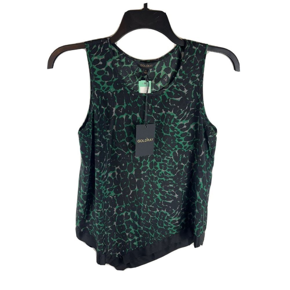 Goldray Crystal‎ Asymmetrical Hem Blouse Green Size Small NWT
